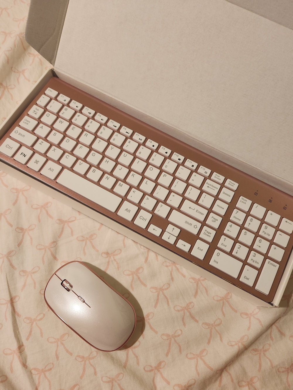 Wireless Pink Home Office Keyboard and Mouse Set